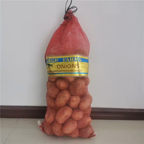 Bolsas de malla de gasa de red PP/PE personalizadas para leña, ajo, cebolla, patata