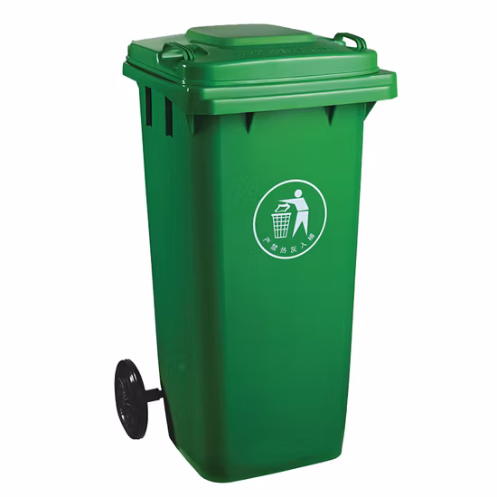 Contenedor de basura con ruedas de 120L, contenedor de basura, cubo de basura de plástico