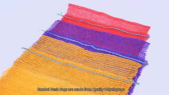 GRS SGS CE Embalaje de plástico al por mayor de fábrica 10 kg 20 kg 25 kg 50 kg Cordón Leña Vegetal Fruta Frijol Patata Cebolla Naranja Repollo PE Raschel Bolsas de malla neta